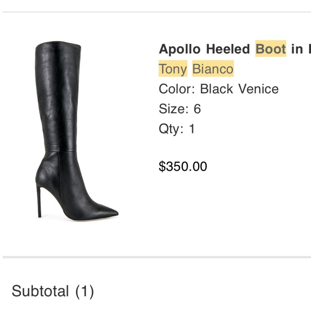 Tony Bianco Size 6 Apollo Heeled Boot in Black Venice